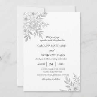 Minimalist Botanical Wedding Invitation Elegant Fl