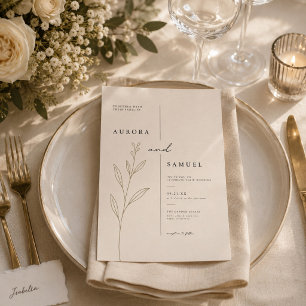 Minimalist Botanical Wedding Invitation Line Art 