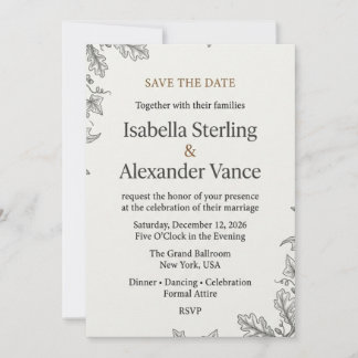 Minimalist Botanical Wedding Invitation Template