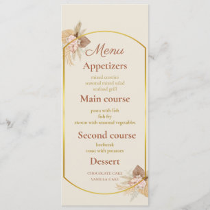 Minimalist Botanical Wedding Menu - Modern Rustic
