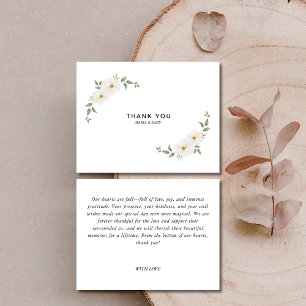 Minimalist botanical white floral wedding  thank you card