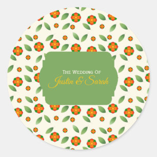 Minimalist Botanical with Orange Blossom Classic Round Sticker