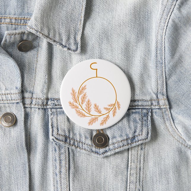 Minimalist Botanical Wreath Modern Neutral  7.5 Cm Round Badge (Creator Uploaded)