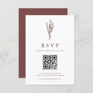 Minimalist Botanicals Mauve Wedding QR Code RSVP Card