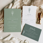 Minimalist Botanicals Sage Green Wedding Invitation<br><div class="desc">Invite family and friends with this sage green theme wedding invitation. It features a minimalist floral bouquet line art. Personalise this boho wedding invitation by adding names,  date,  time,  venue and other event details. This sage green floral wedding invitation is perfect for spring and winter weddings.</div>