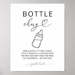 Minimalist Bottle Chug Game Sign Baby Shower
