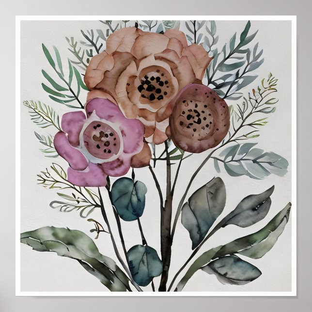 Minimalist Bouquet of Flowers Poster (Front)