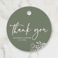 Minimalist Bouquet Taupe Green Wedding Thank You
