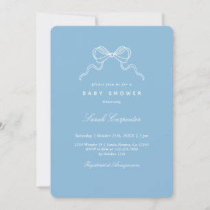 Minimalist Bow Baby Shower Boy Invitation