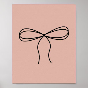 Minimalist Bow Line Art on Peach Poster