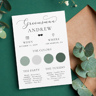 Minimalist Bow Tie Groomsman Wedding Info Card