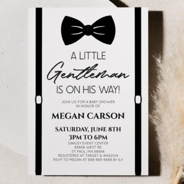 Minimalist Bowtie A Little Gentleman Baby Shower Invitation (Creator Uploaded)