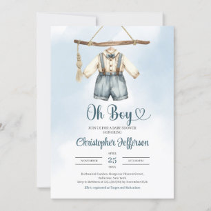 Minimalist Boy Formal Outfit Clothes Baby Shower Invitation