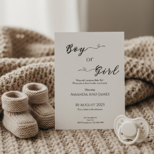 Minimalist Boy or Girl Gender Reveal Invitation