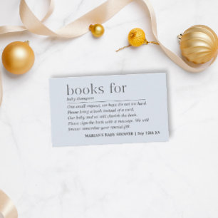 Minimalist Boy Pale Blue Books for Baby Enclosure Card