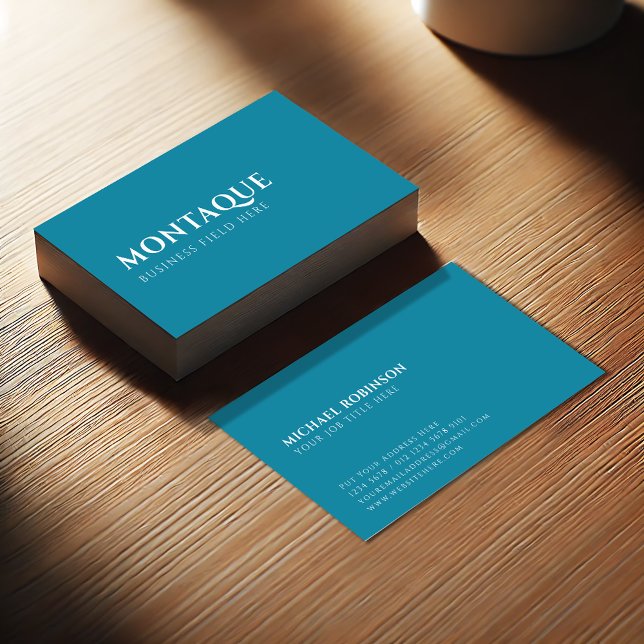 Minimalist Brand Name | One Syllable | Aqua Blue Business Card (Creator Uploaded)