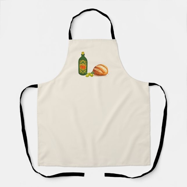 Minimalist Bread and Olive Oil Apron (Front)