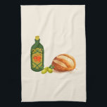 Minimalist Bread and Olive Oil Tea Towel<br><div class="desc">Mediterranean lifestyle in a minimalist design.</div>