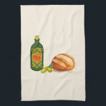 Minimalist Bread and Olive Oil Tea Towel<br><div class="desc">Mediterranean lifestyle in a minimalist design.</div>