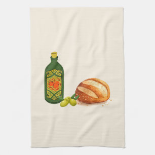 Minimalist Bread and Olive Oil Tea Towel