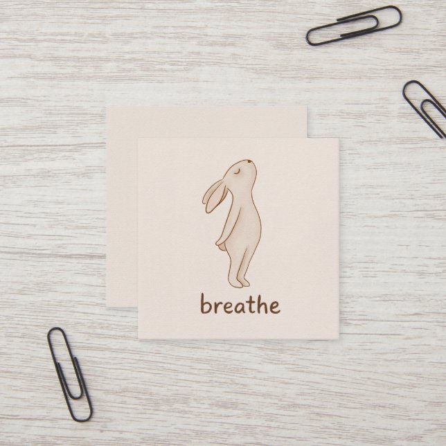 Minimalist “Breathe” Bunny Business Card (Front/Back In Situ)