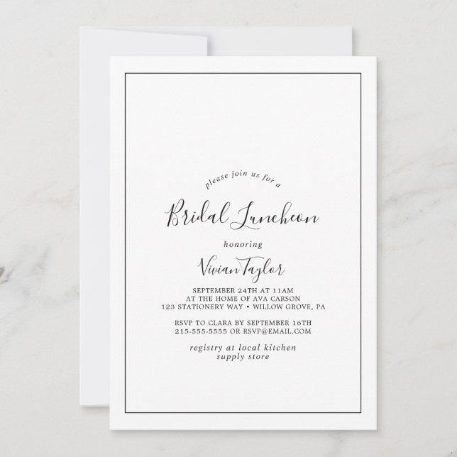Minimalist Bridal Luncheon Invitation (Front)