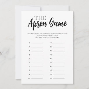 Minimalist Bridal Shower Apron Memory Game Card