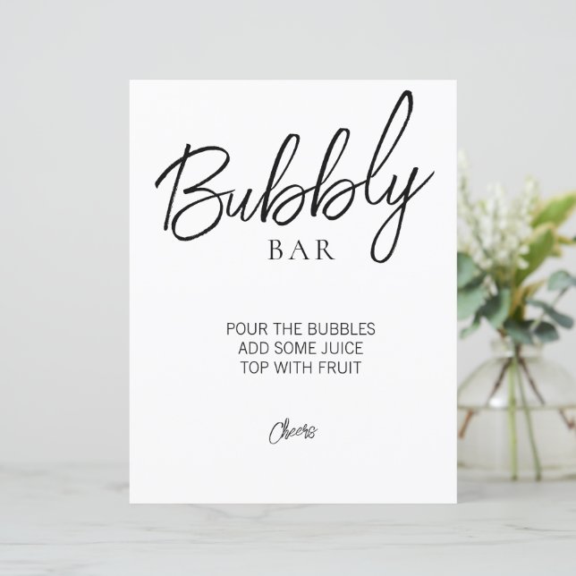 Minimalist Bridal Shower Bubbly Bar Sign (Standing Front)