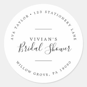Minimalist Bridal Shower Circular Return Address Classic Round Sticker