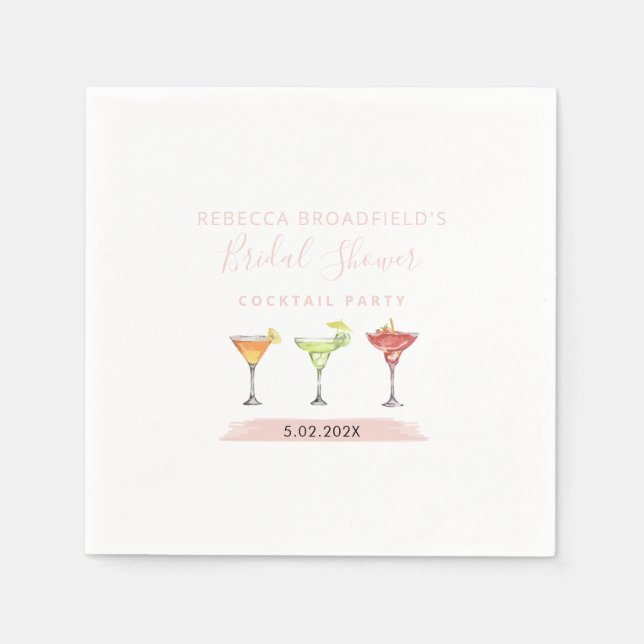 Minimalist Bridal Shower Cocktail Party Paper Napkin (Front)
