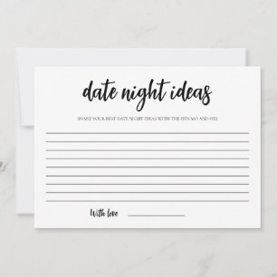 Minimalist Bridal Shower Date Night Card