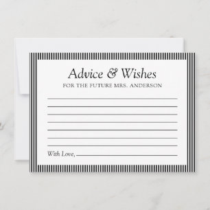 Minimalist Bridal Shower Future Mrs Advice Card 