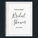 Minimalist Bridal Shower Gift Tracker Notebook<br><div class="desc">Stay organised with elegance using this Minimalist Bridal Shower Gift List Notebook. Featuring a clean, modern design, this notebook is perfect for tracking gifts, guests, and thank-you notes. Simple yet chic, it’s the perfect addition to a stylish bridal shower. Ideal for a minimalist, modern, or elegant bridal shower, this notebook...</div>