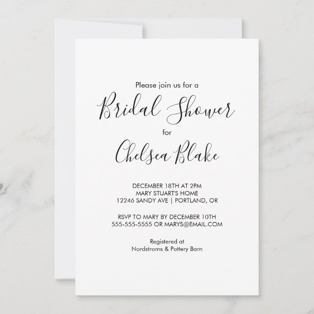 Minimalist Bridal Shower Invitation (Front)