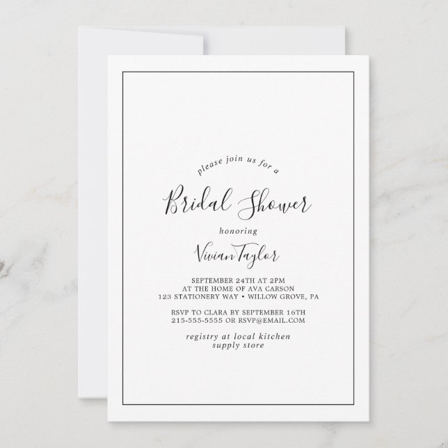 Minimalist Bridal Shower Invitation (Front)