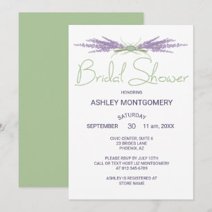 Minimalist Bridal Shower Lavender Flower Bundles Invitation