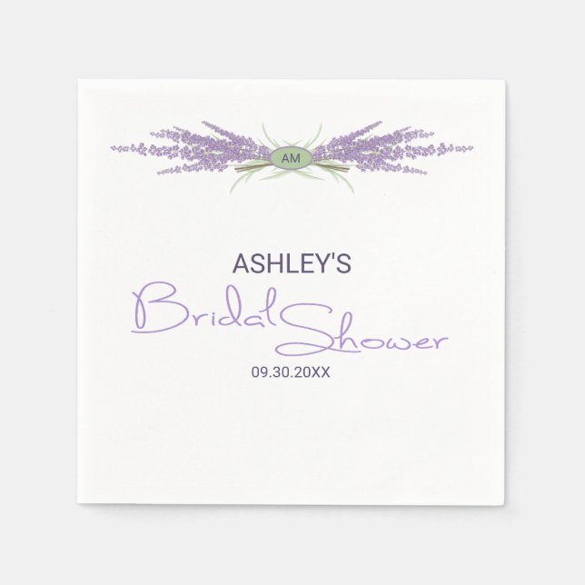 Minimalist Bridal Shower Lavender Flower Bundles Napkin (Front)