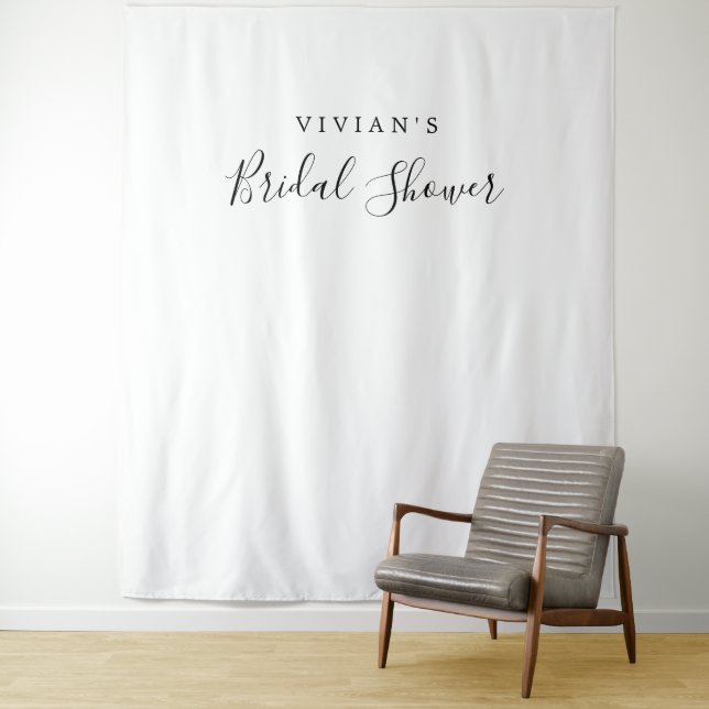 Minimalist Bridal Shower Photo Prop Backdrop Tapestry (In Situ)