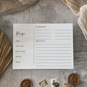 Minimalist Bridal Shower Recipe Cards