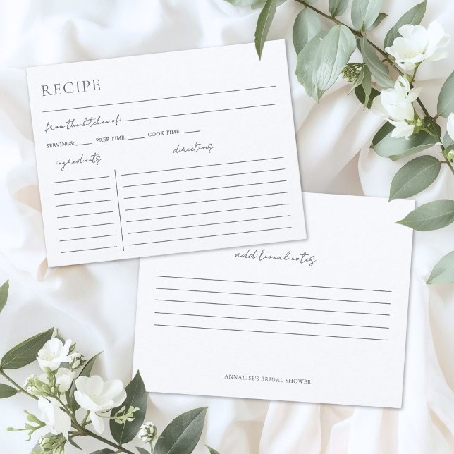 Minimalist Bridal Shower Recipe Enclosure Card (Minimalist Bridal Shower Recipe Enclosure Card)