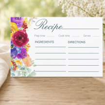 Minimalist Bridal Shower Recipe Keepsake