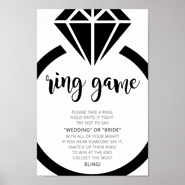 Minimalist Bridal Shower Ring Game Sign (Front)