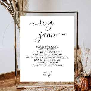 Minimalist Bridal Shower Ring Game Wedding Party Poster