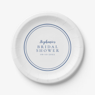 Minimalist Bridal Shower Simple Navy Blue Paper Plate