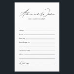 Minimalist Bridal Shower Wedding Advice And Wishes<br><div class="desc">Looking for a simple and elegant way to gather advice and wishes for the newlyweds at their bridal shower or wedding reception? Look no further than this Minimalist Bridal Shower Wedding Advice and Wishes Card! The black and white design is both modern and minimalist, making it the perfect complement to...</div>
