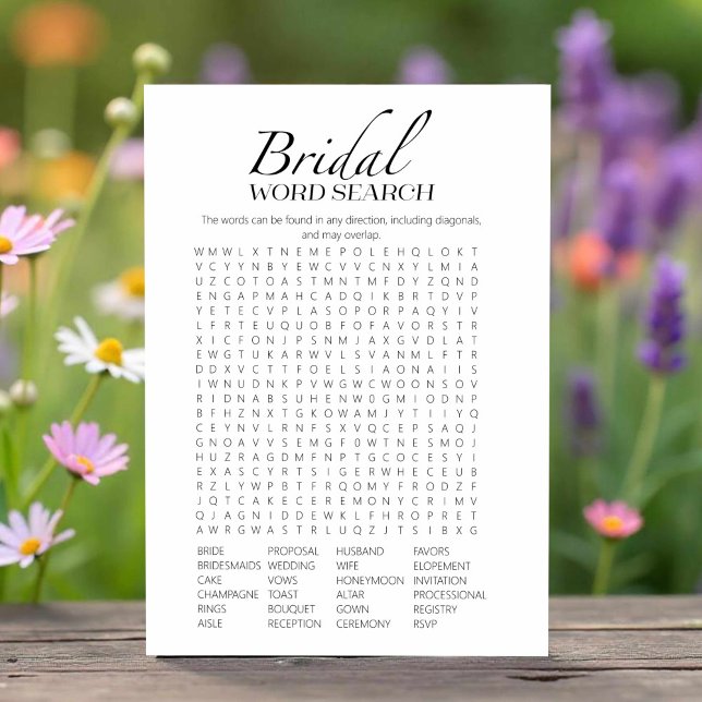 Minimalist Bridal Shower Word Search Game Card (Creator Uploaded)