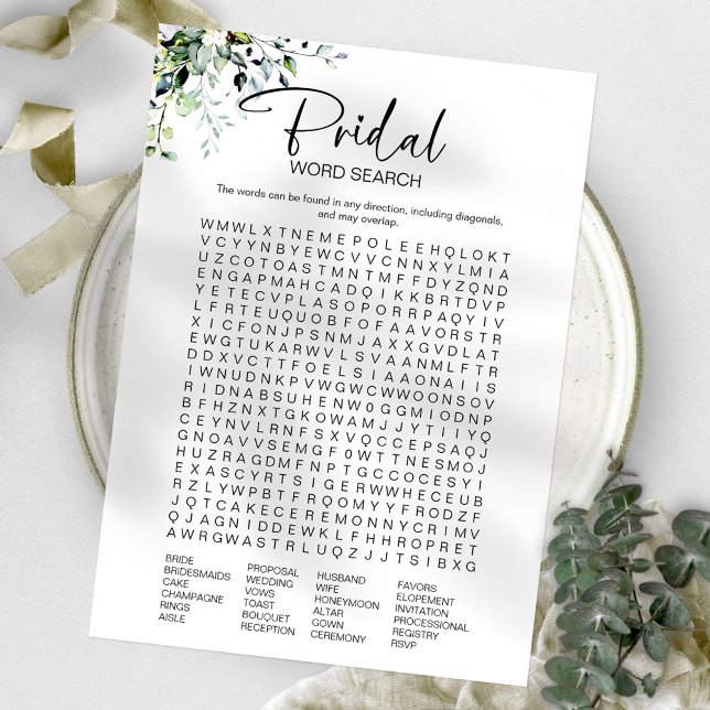 Minimalist Bridal Shower Word Search Game Invitation (Creator Uploaded)