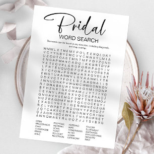 Minimalist Bridal Shower Word Search Game Invitation
