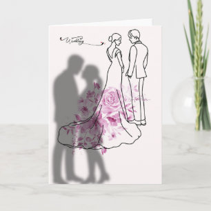 Minimalist Bride and Groom Wedding Card - Floral D
