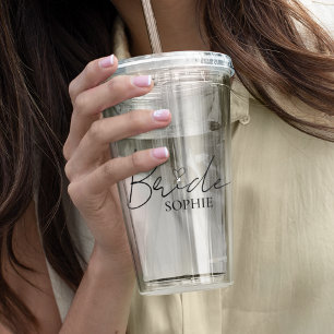 Minimalist Bride Design   Custom Name Gift Acrylic Tumbler